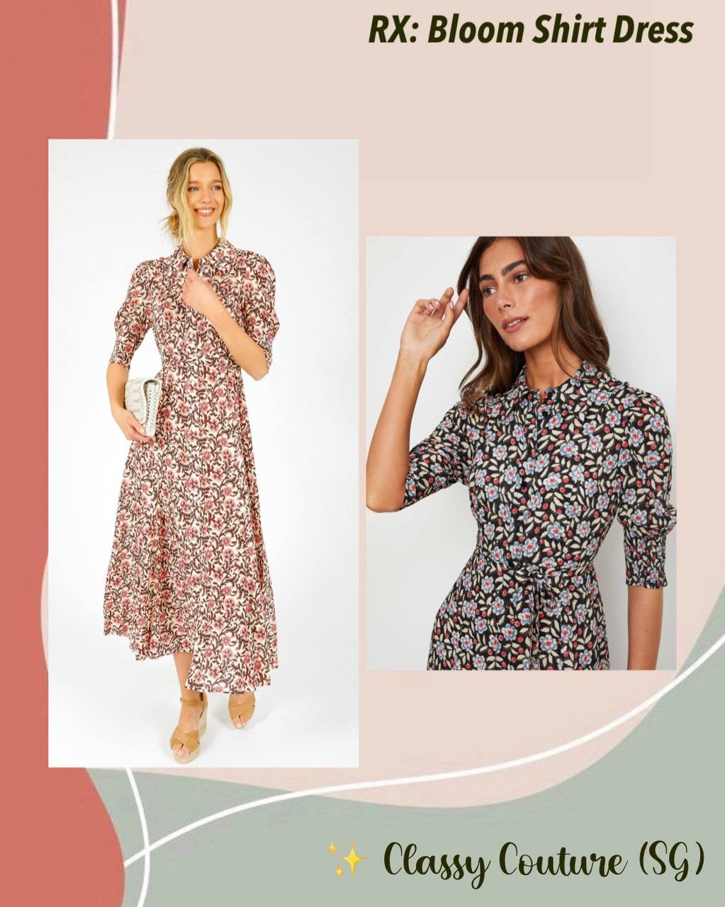 RX Bloom Viscose Midi Shirtdress