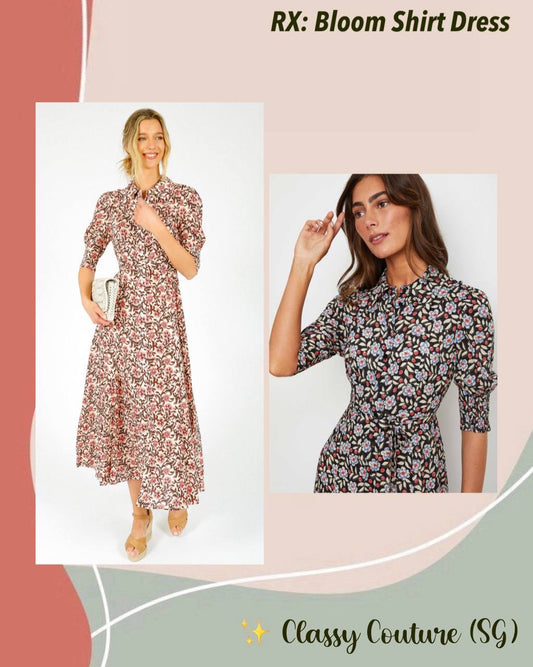 RX Bloom Viscose Midi Shirtdress