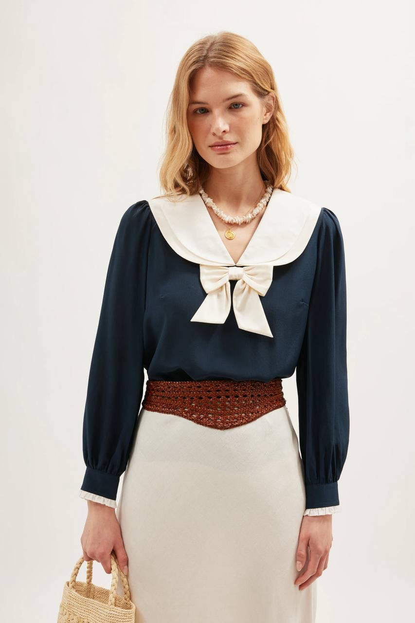 RX Eimer Bow-Embellished Silk Top