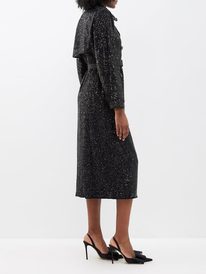 SP Black Sequin Trench Coat