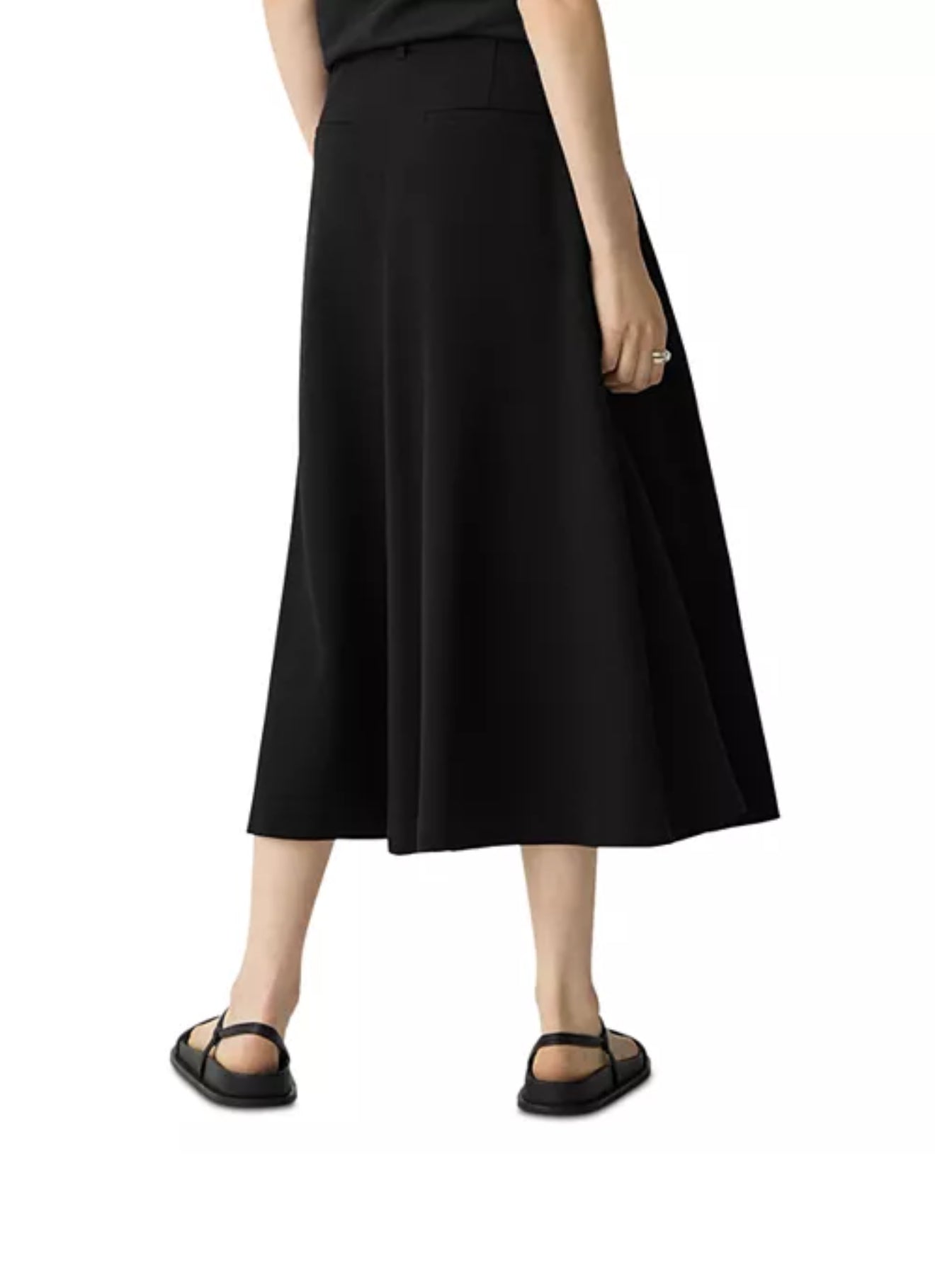 TH Double-Pleat Trouser A-Line Midi Skirt in Admiral Crepe
