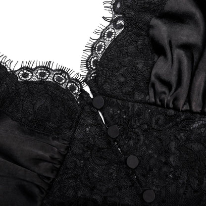 SP Black Satin Lace Top