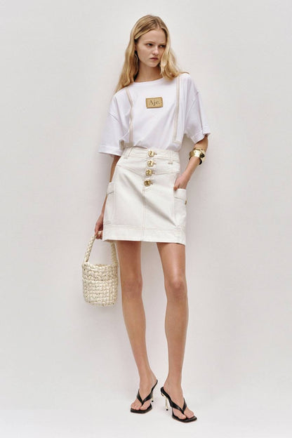 AJ Ivy Denim Button Down Mini Skirt