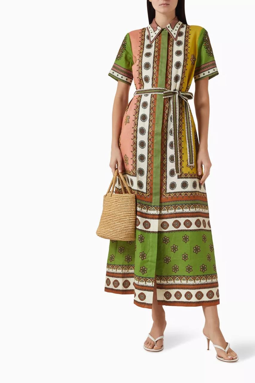 ALM Contina Linen Shirtdress Midi Maxi Dress