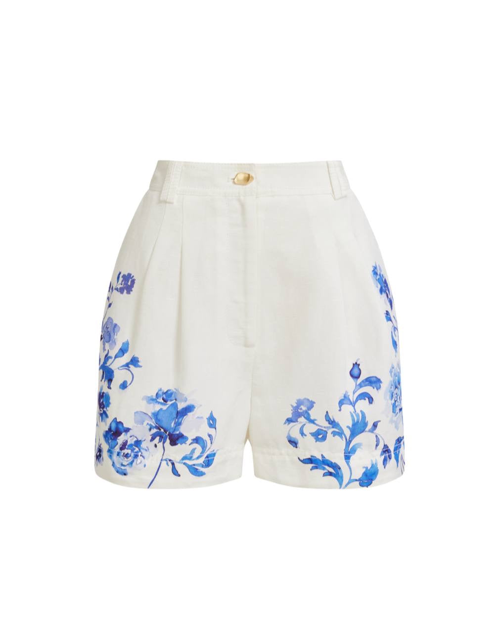 AJ Layla Linen Shorts in Rose Ink Blue