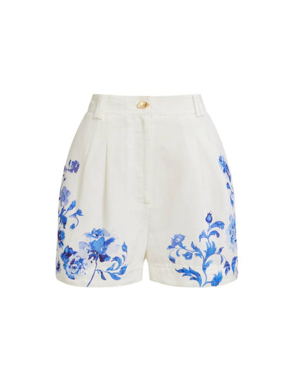 AJ Layla Linen Shorts in Rose Ink Blue