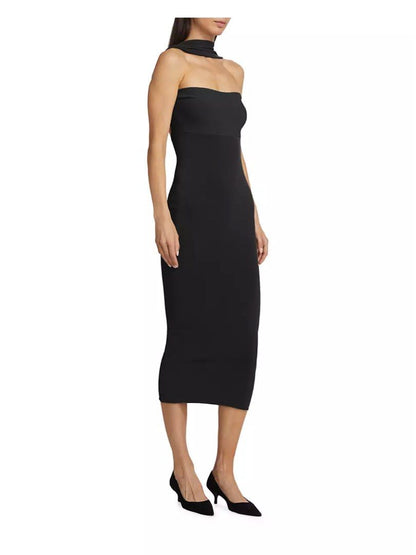 Tot Slip-Through Knit Midi Maxi Dress Black