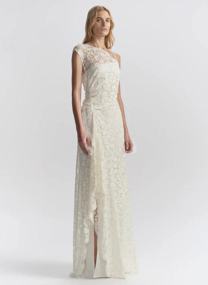 ALC Gia One Shoulder Lace Gown Maxi Dress