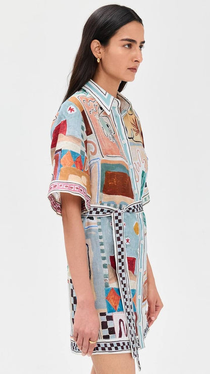 ALM Michelle Linen Mini Shirt Dress