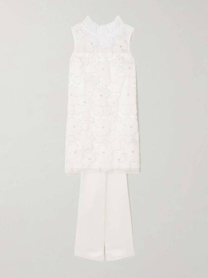 SP White Tulle Satin Bow Shift Mini Dress