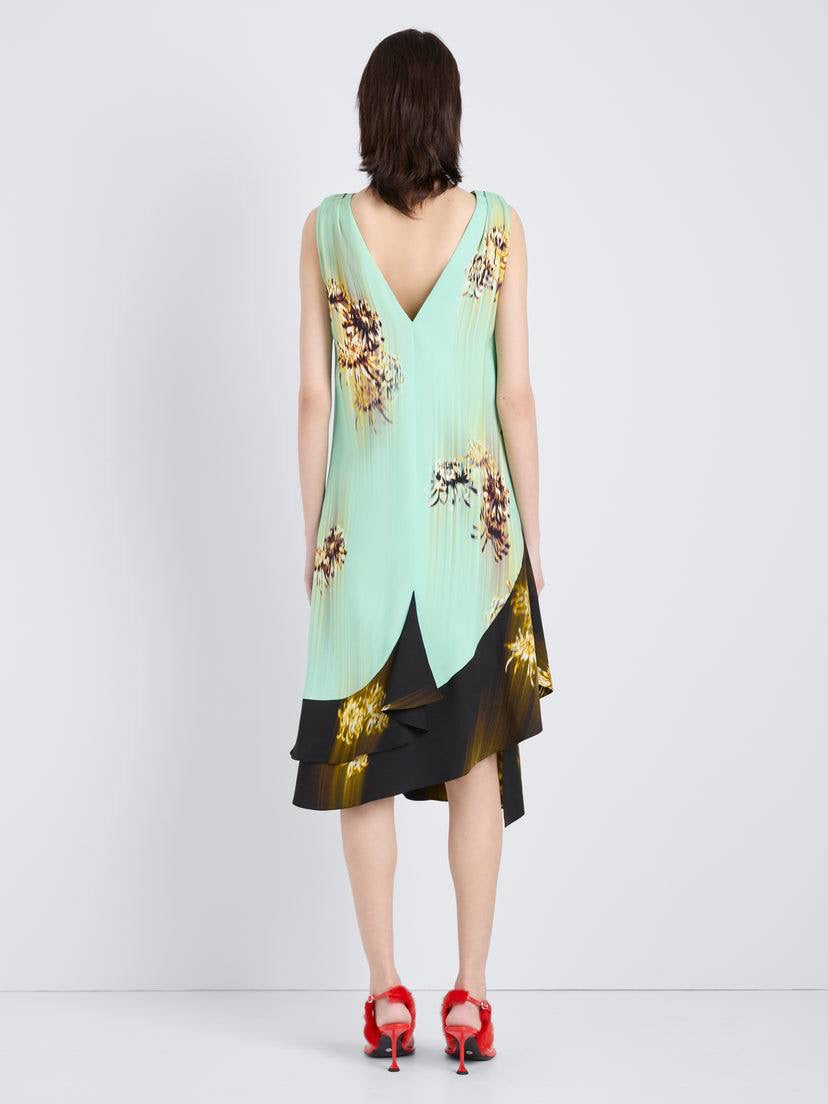 PS Rhetta Stretch-Viscose Shift Midi Dress In Blurred Chrysanthemum Print