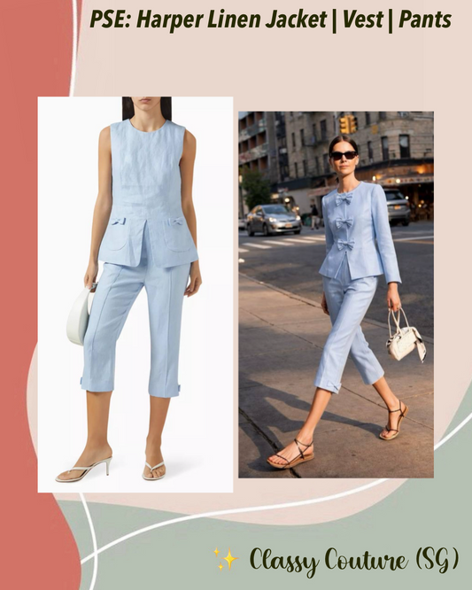 PSE Harper Linen Jacket | Vest | Capri Pants | Set