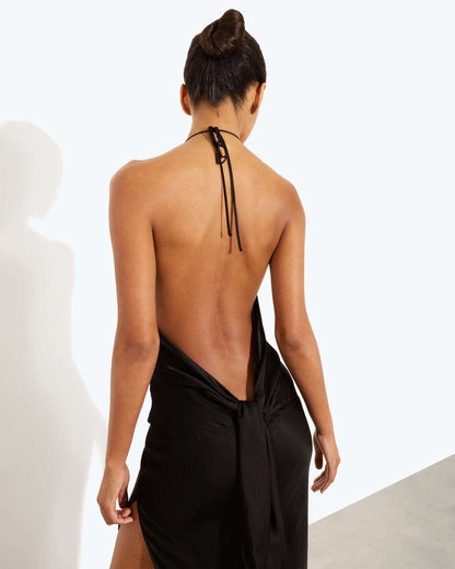 RB Orchid Cowl Halter Viscose Maxi Dress