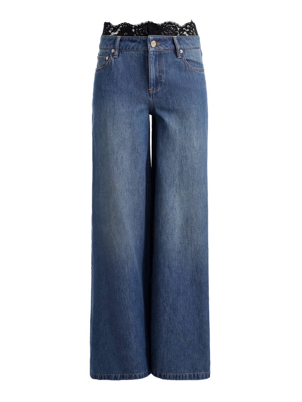 lan Lace Trim Mid-rise Baggy Wide-leg Jeans