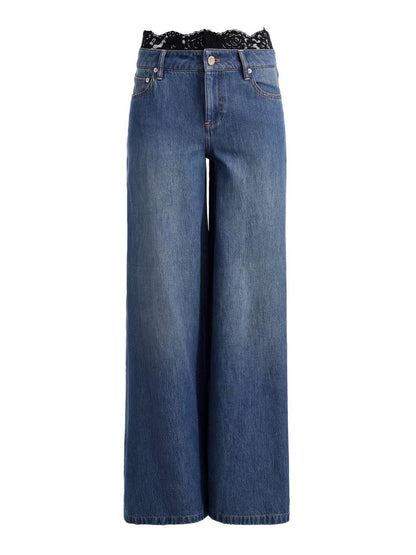 lan Lace Trim Mid-rise Baggy Wide-leg Jeans