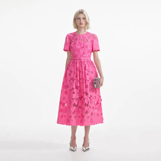 SP Pink Cotton Lace Midi Dress