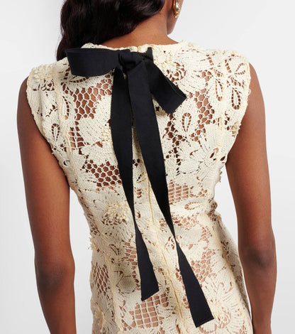 SP Yellow Crochet Lace Midi Dress