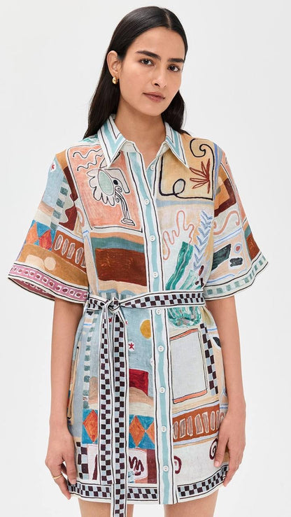 ALM Michelle Linen Mini Shirt Dress