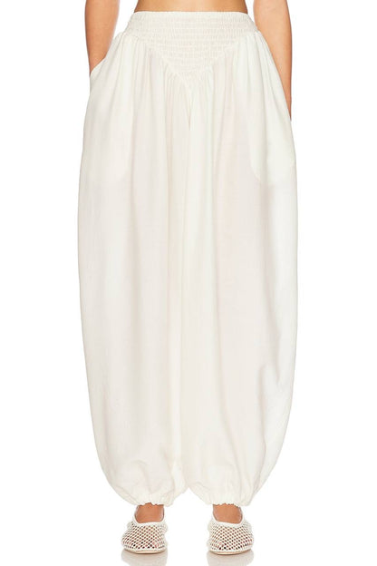 HS Smocked Tunic Bandeau Top | Balloon Pant | Wool-Silk Set