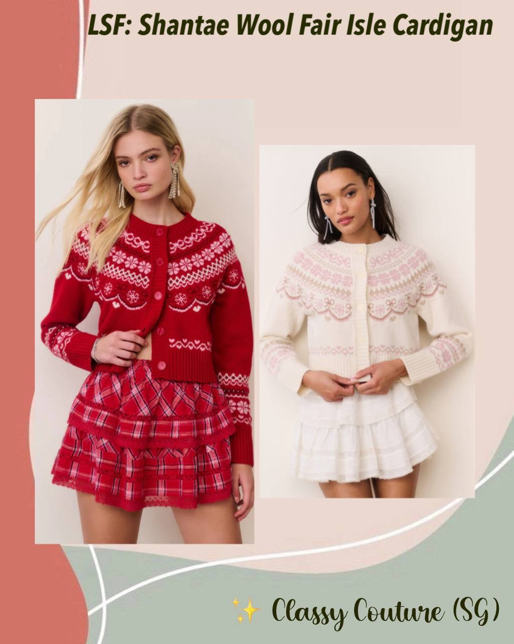 2 Colors! LSF Shantae Wool Fair Isle Cardigan