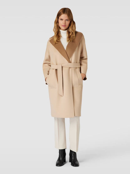 SALE! MM Reversible Rail Belted Wool Coat in Cream/Camel