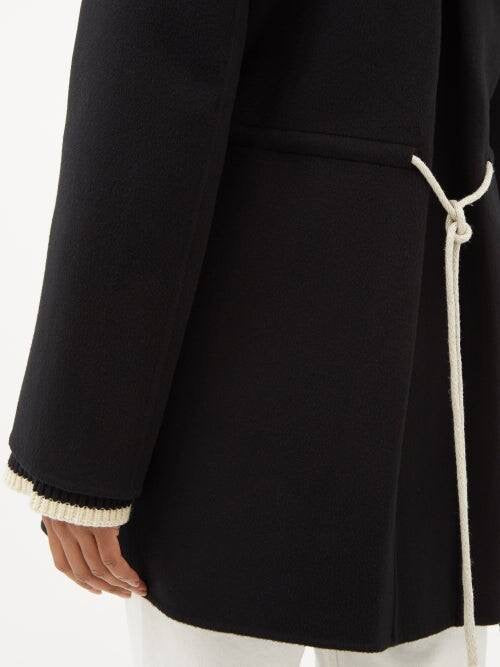TOT Drawstring-Waist Wool Hooded Jacket