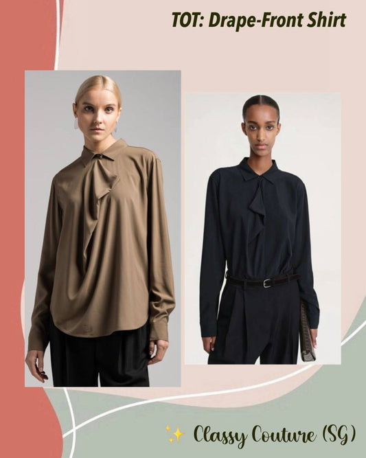 TOT Drape-Front Viscose Long Sleeve Shirt