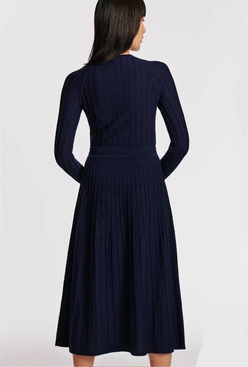 TF Lumia Viscose-blend Metallic Black Knitted Midi Dress