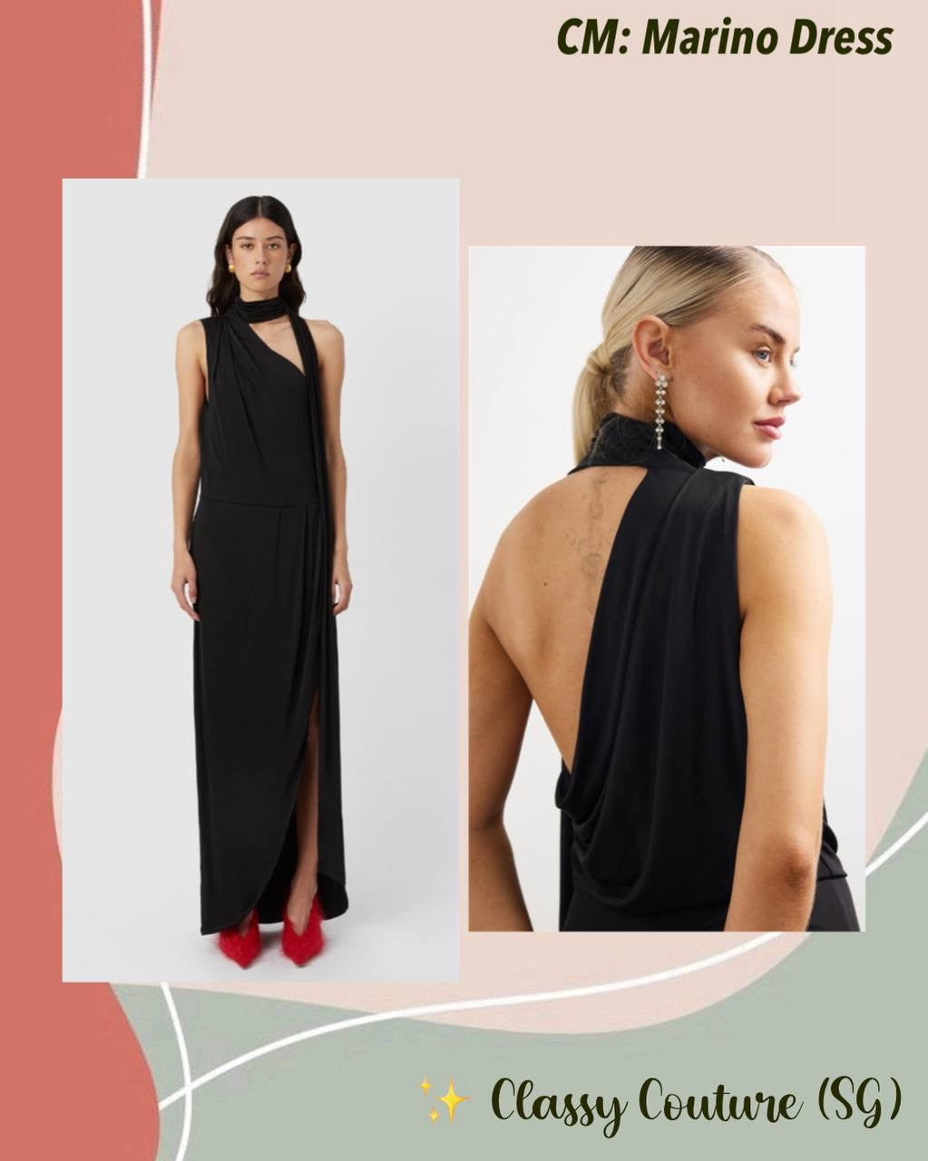 CM Marino Stretch-cotton Jersey Scarf-detail Midi Dress