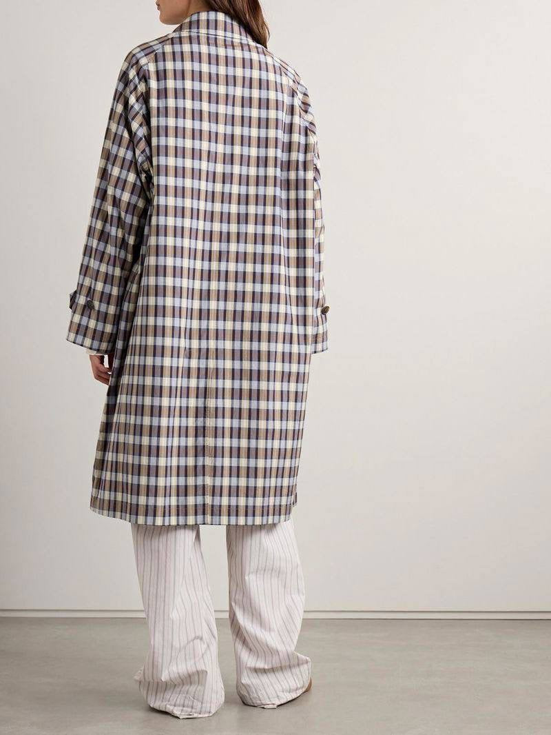 TR Tavishina Checked Silk-Cotton-Blend Poplin Coat