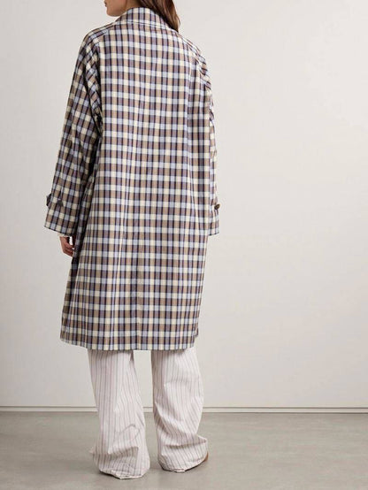 TR Tavishina Checked Silk-Cotton-Blend Poplin Coat