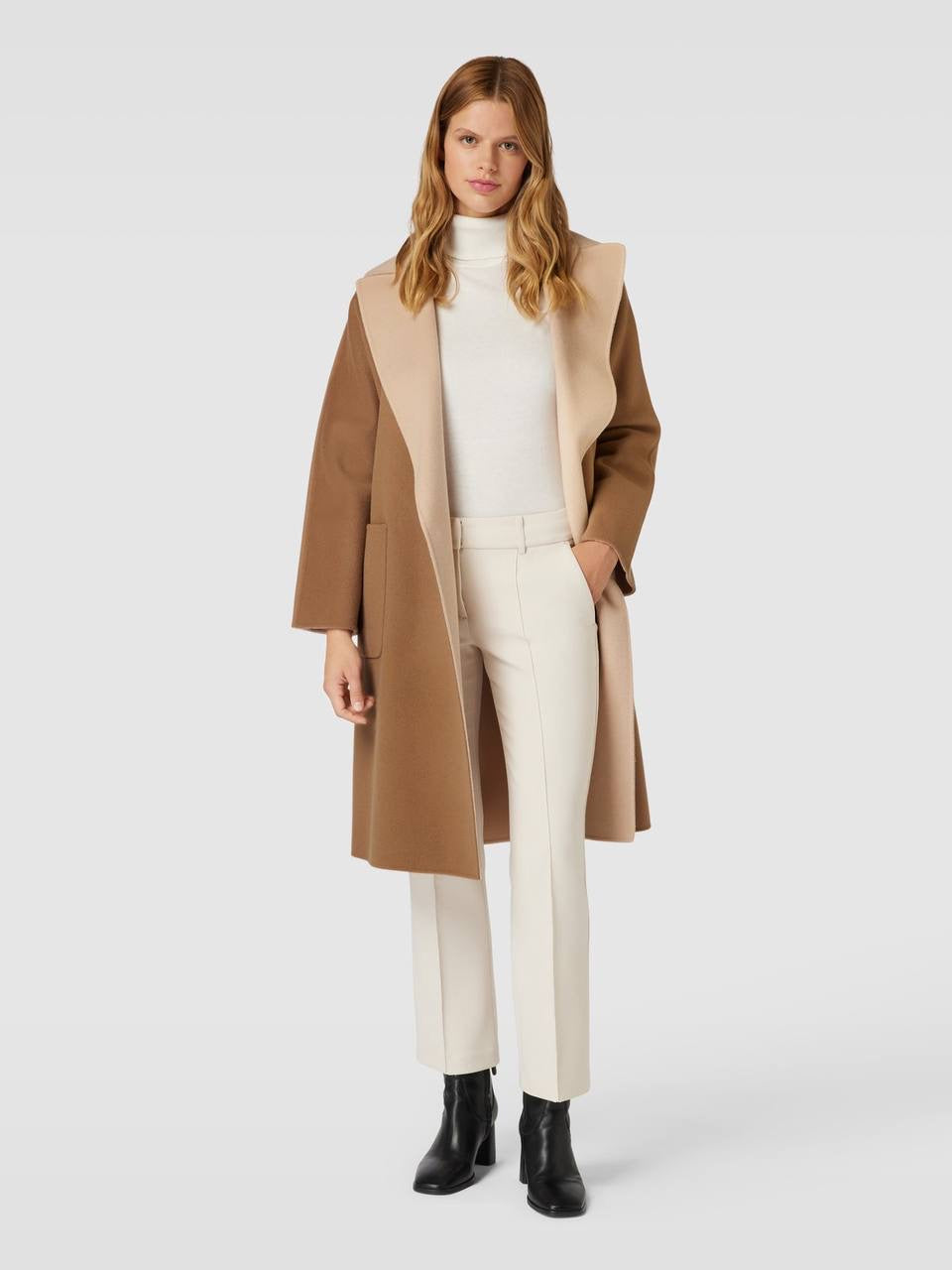 SALE! MM Reversible Rail Belted Wool Coat in Cream/Camel