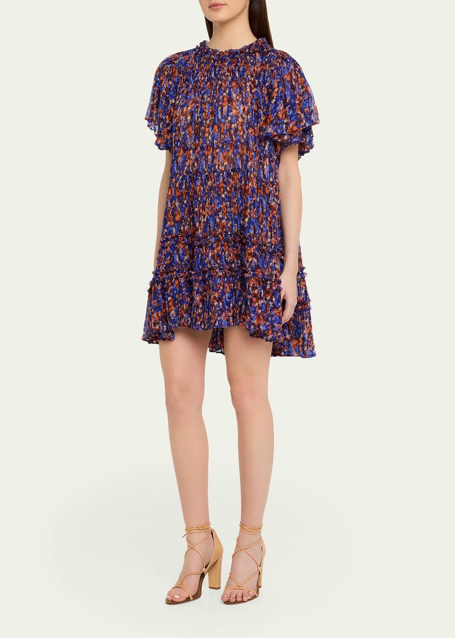 UJ Ryla Floral Silk Chiffon Mini Dress