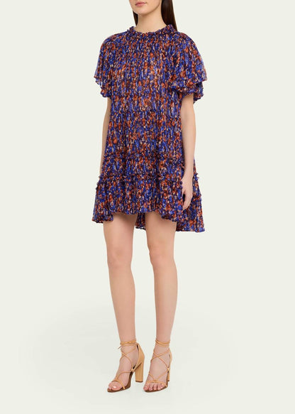 UJ Ryla Floral Silk Chiffon Mini Dress
