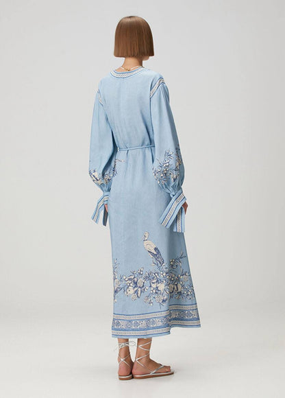 ALM Villa Romantica Holiday Linen-viscose Midi Dress
