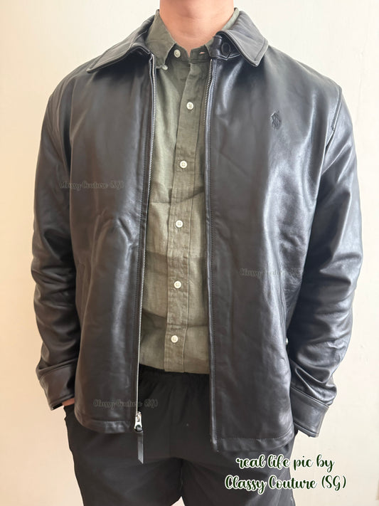 Men’s / Unisex Bayville Black Lambskin Leather Jacket