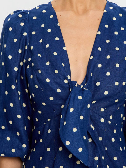 KV Lily Linen Polka Dot Mini Dress