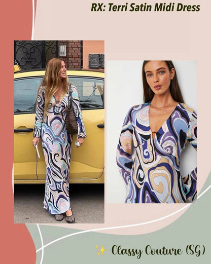 RX Terri Satin Viscose Midi Dress