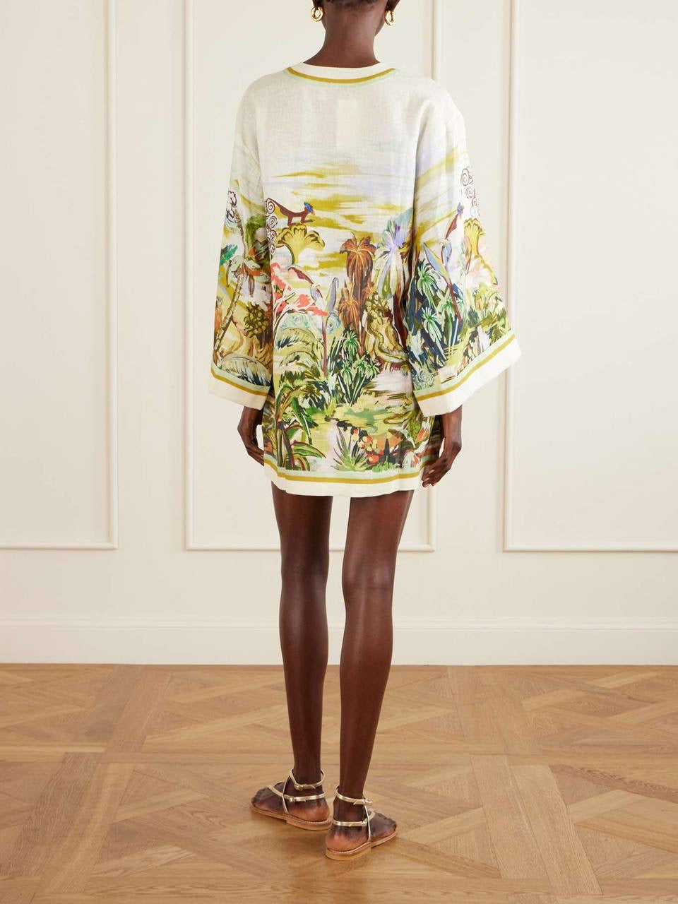ALM Tropical Linen Shift Mini Dress