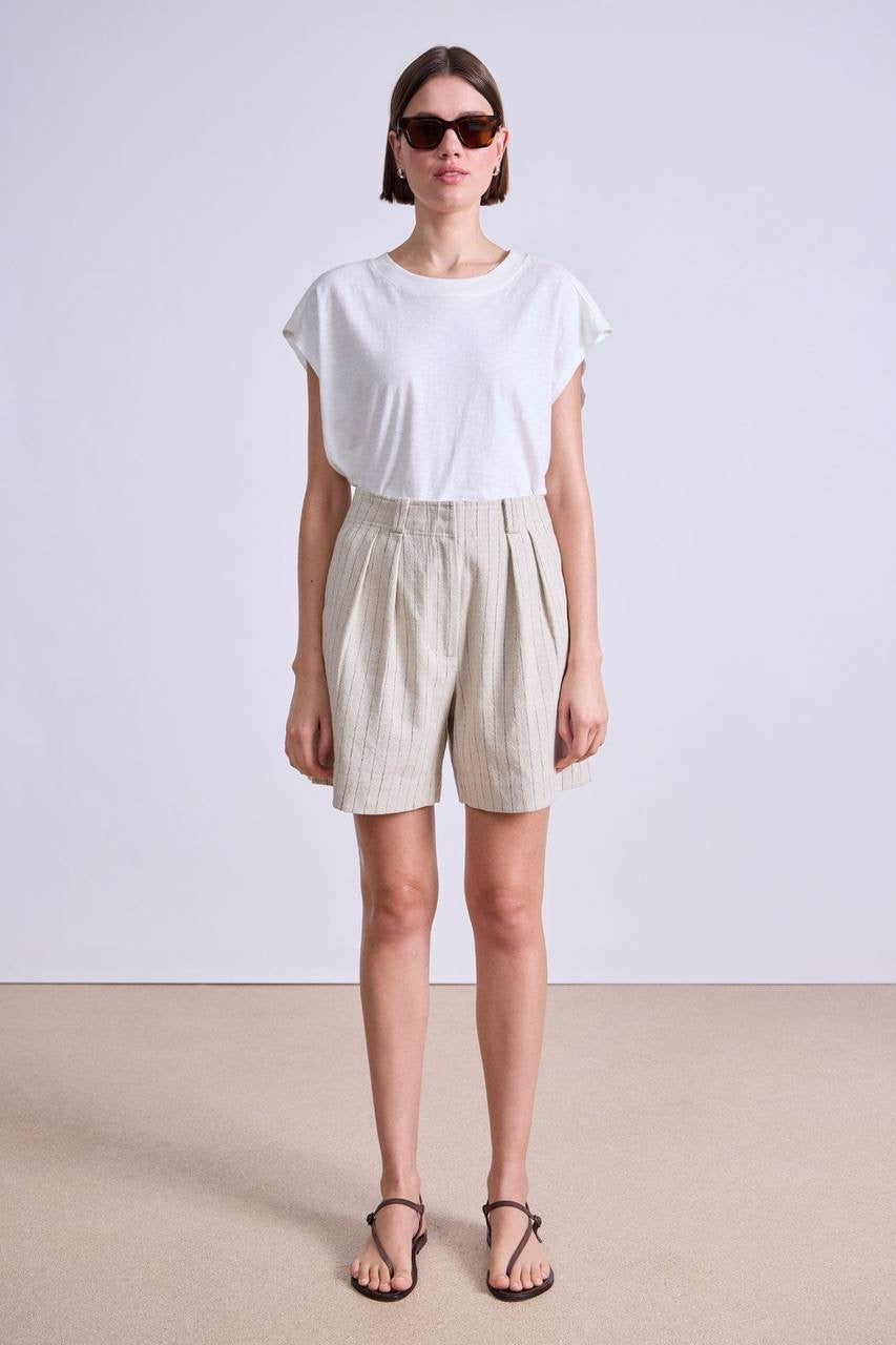 AA Helena Vest Top | Linaza Shorts | Bari Cropped Trousers | Striped Flax Set