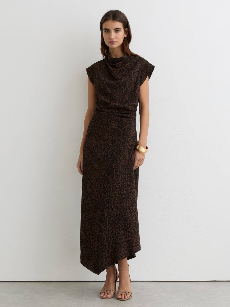 RS Harlie Animal-Print Draped Viscose-blend Jersey Midi Dress