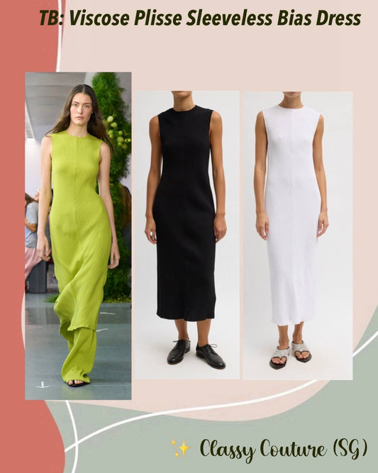TB Viscose Plisse Sleeveless Bias Midi Dress