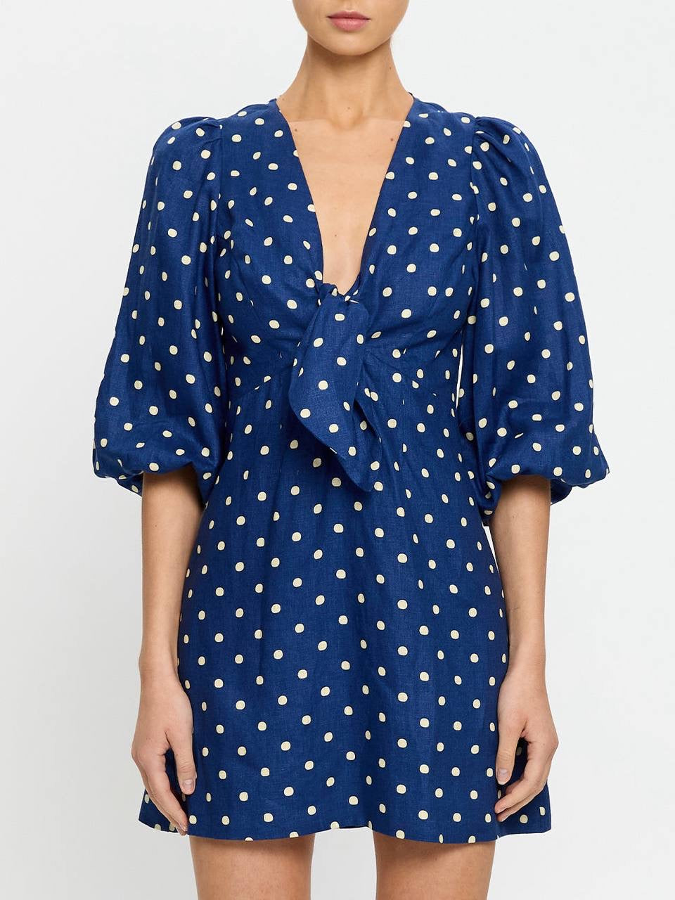 KV Lily Linen Polka Dot Mini Dress
