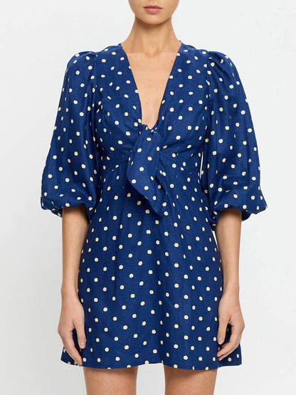 KV Lily Linen Polka Dot Mini Dress