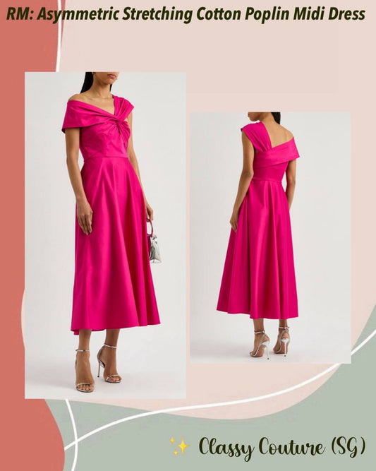 RM Asymmetric Stretching Cotton Poplin Midi Dress