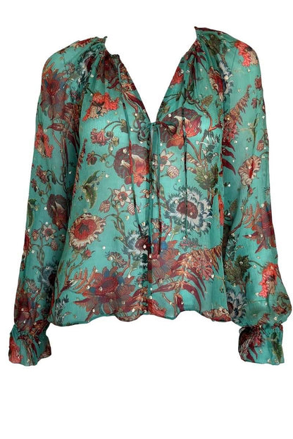 UJ Bernadette Silk Long Sleeve Blouse Top