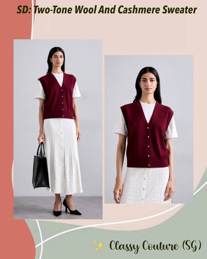 SD Two-Tone Wool And Cashmere Sweater Vest Shirt
