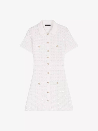MJ Rirtaly Grid-sequin Mini Dress
