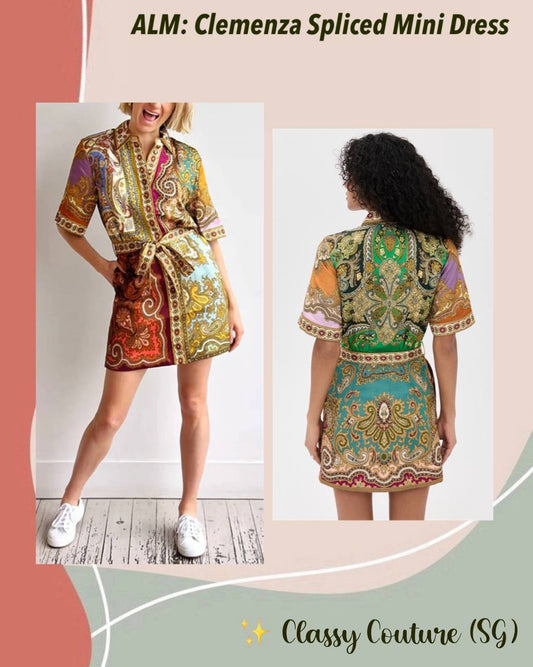 ALM Clemenza Spliced Linen-Viscose Mini Dress