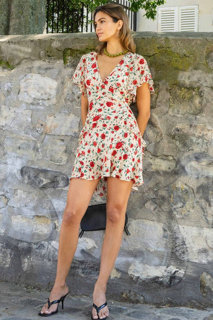 RX Sutton Flutter Sleeve Silk Mini Dress